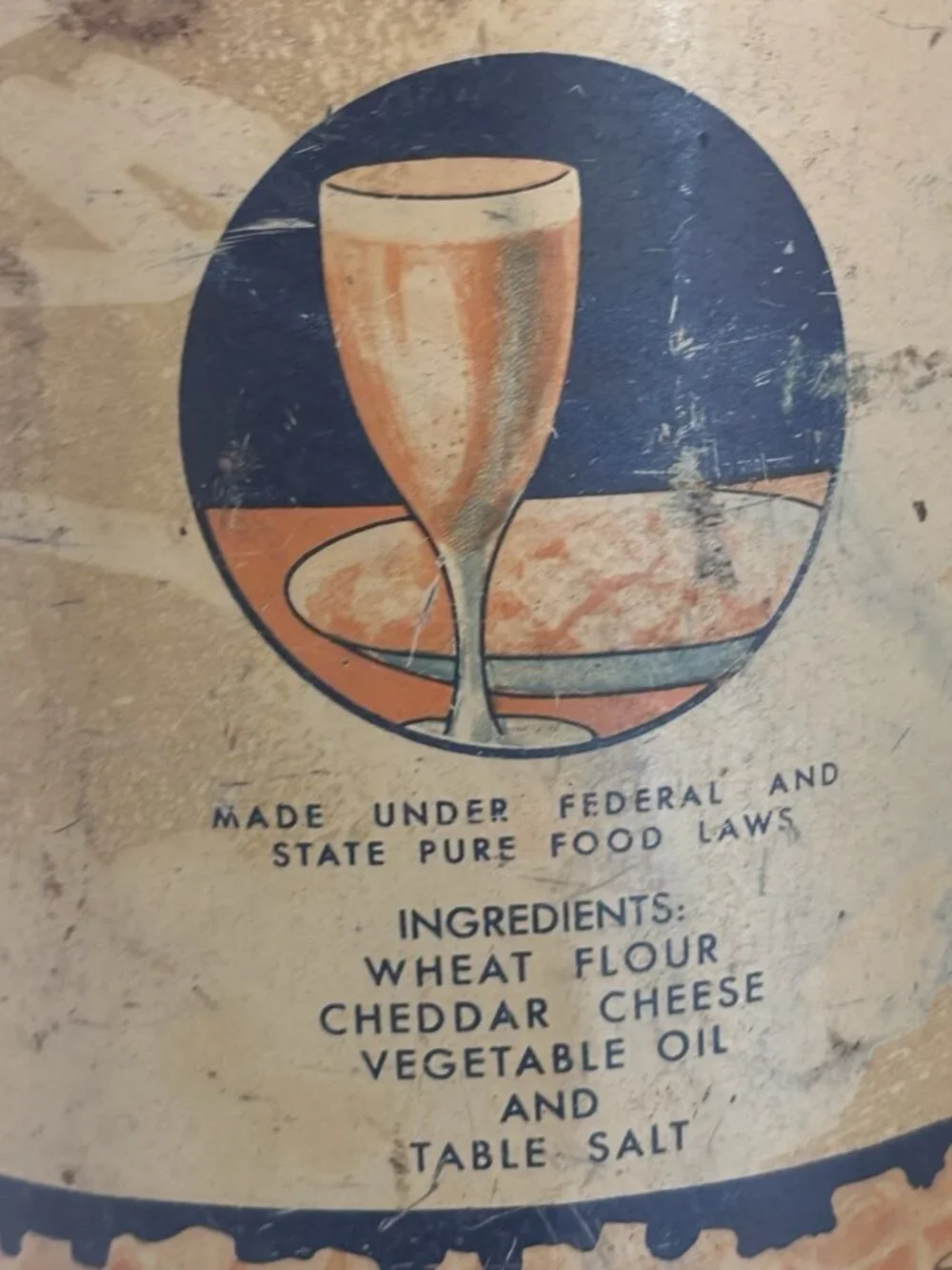 Antique Crun-Cheese  toasted WAFFIES  Advertising Tin Vintage KING KONE Crackers